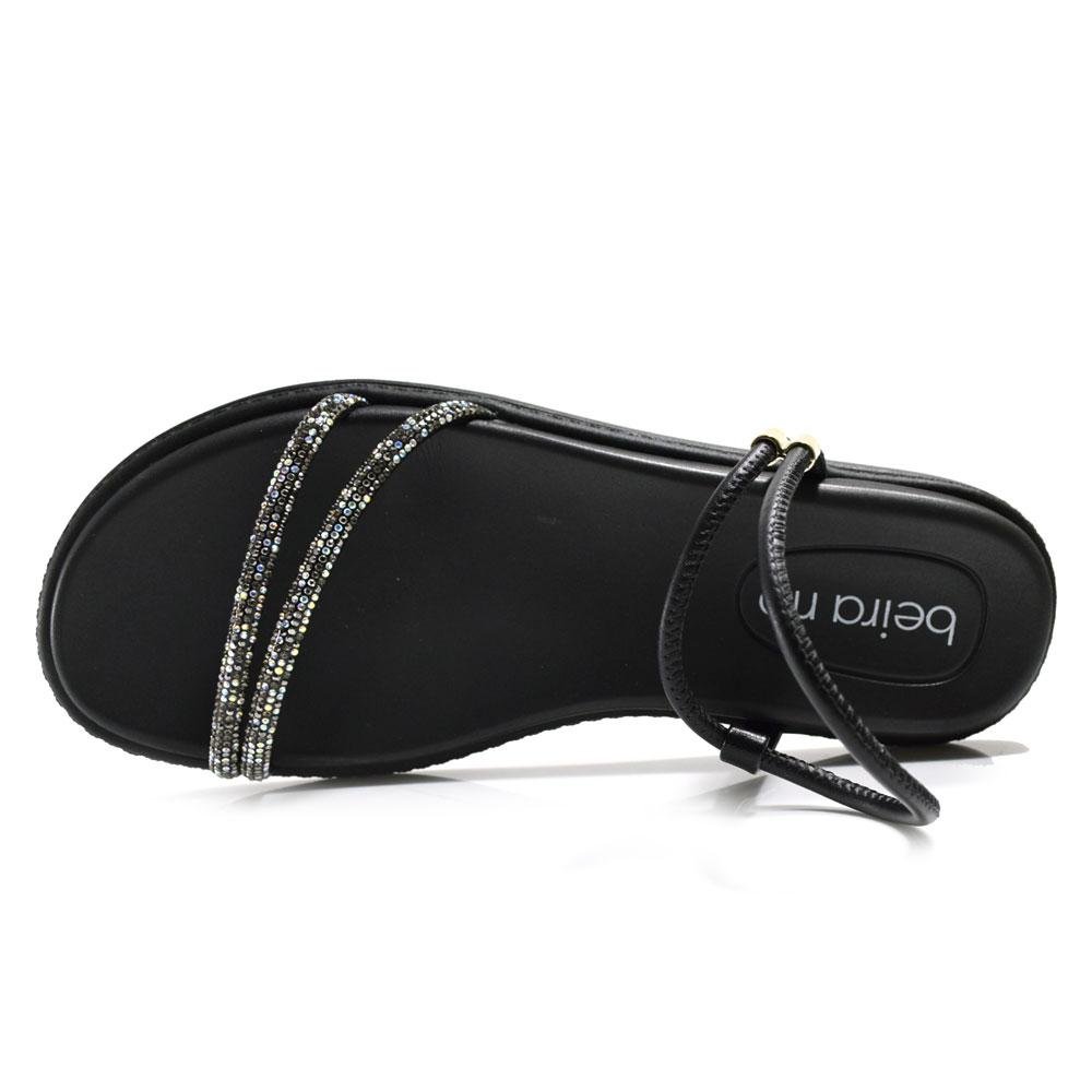 Sandália Rasteira Feminina Beira Rio - Tamanho Especial Preto 6