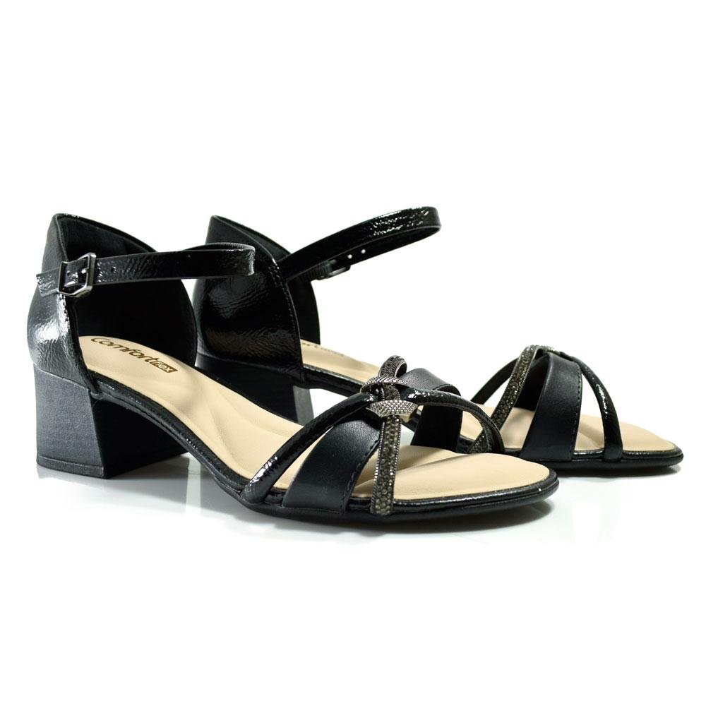 Sandália de Salto Bloco Feminina Comfortflex Preto 2