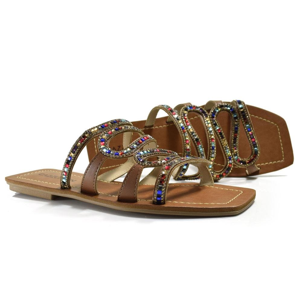 Sandália Rasteira Feminina Cazzualen  Marrom 2