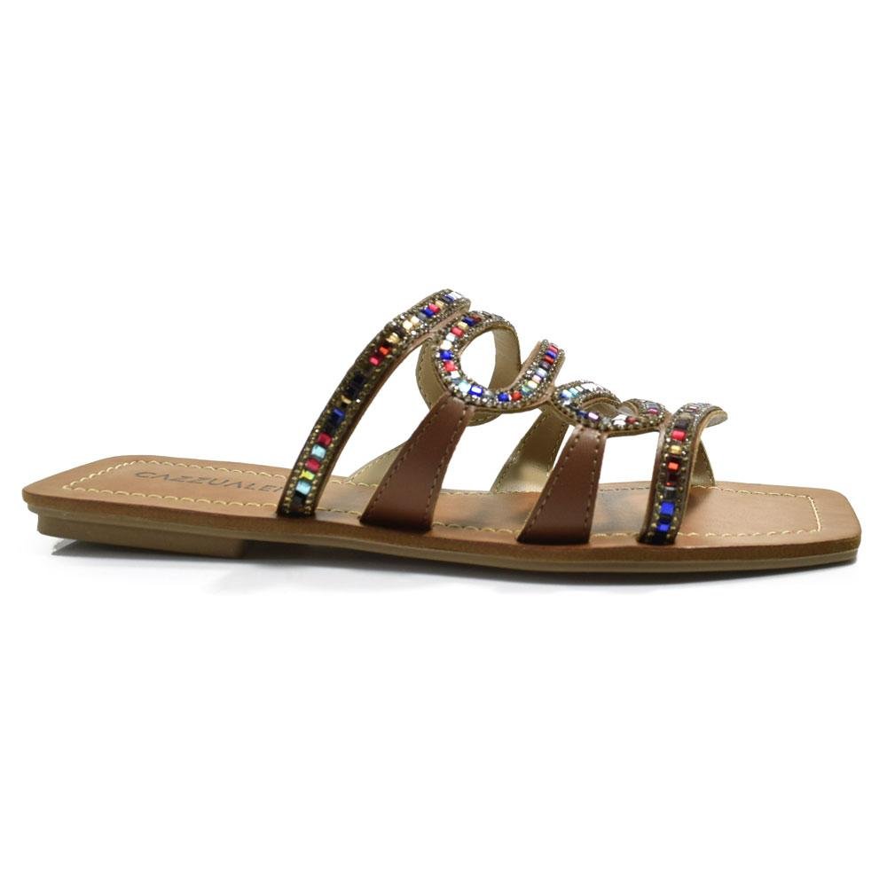 Sandália Rasteira Feminina Cazzualen  Marrom 3