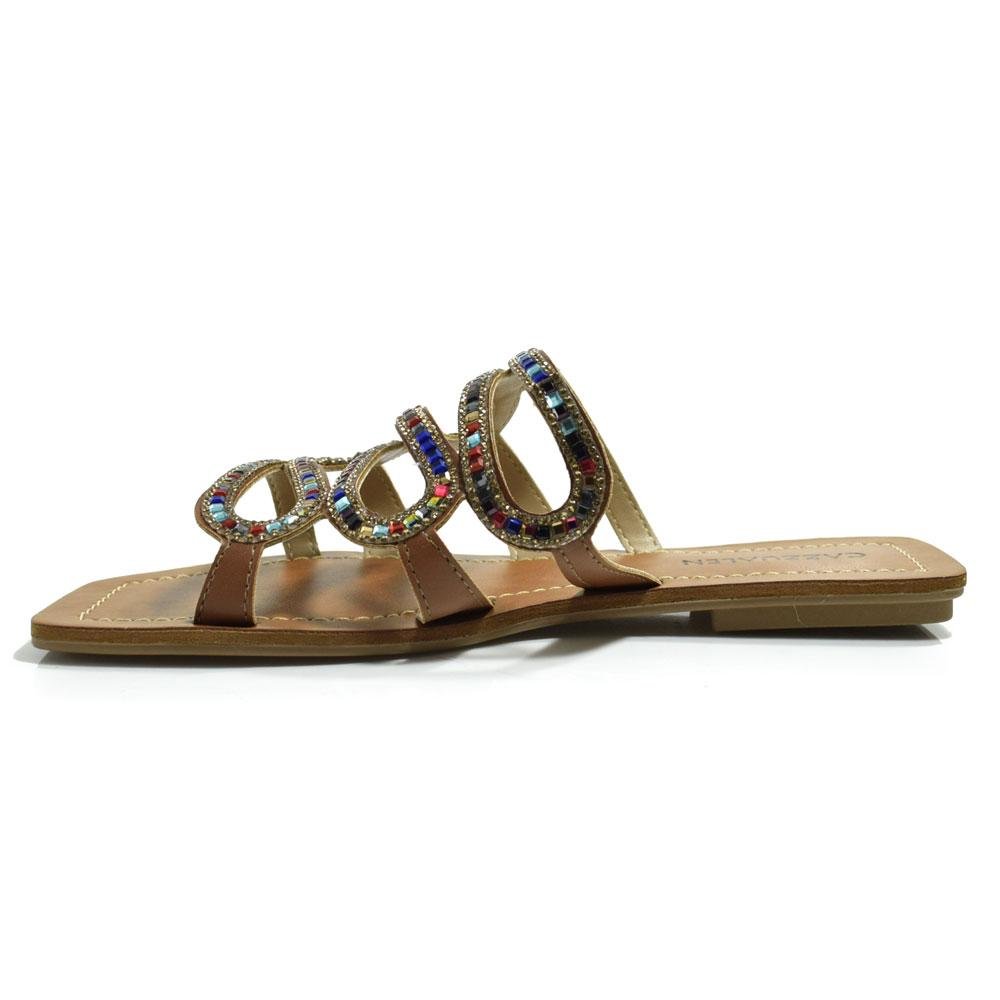 Sandália Rasteira Feminina Cazzualen  Marrom 5