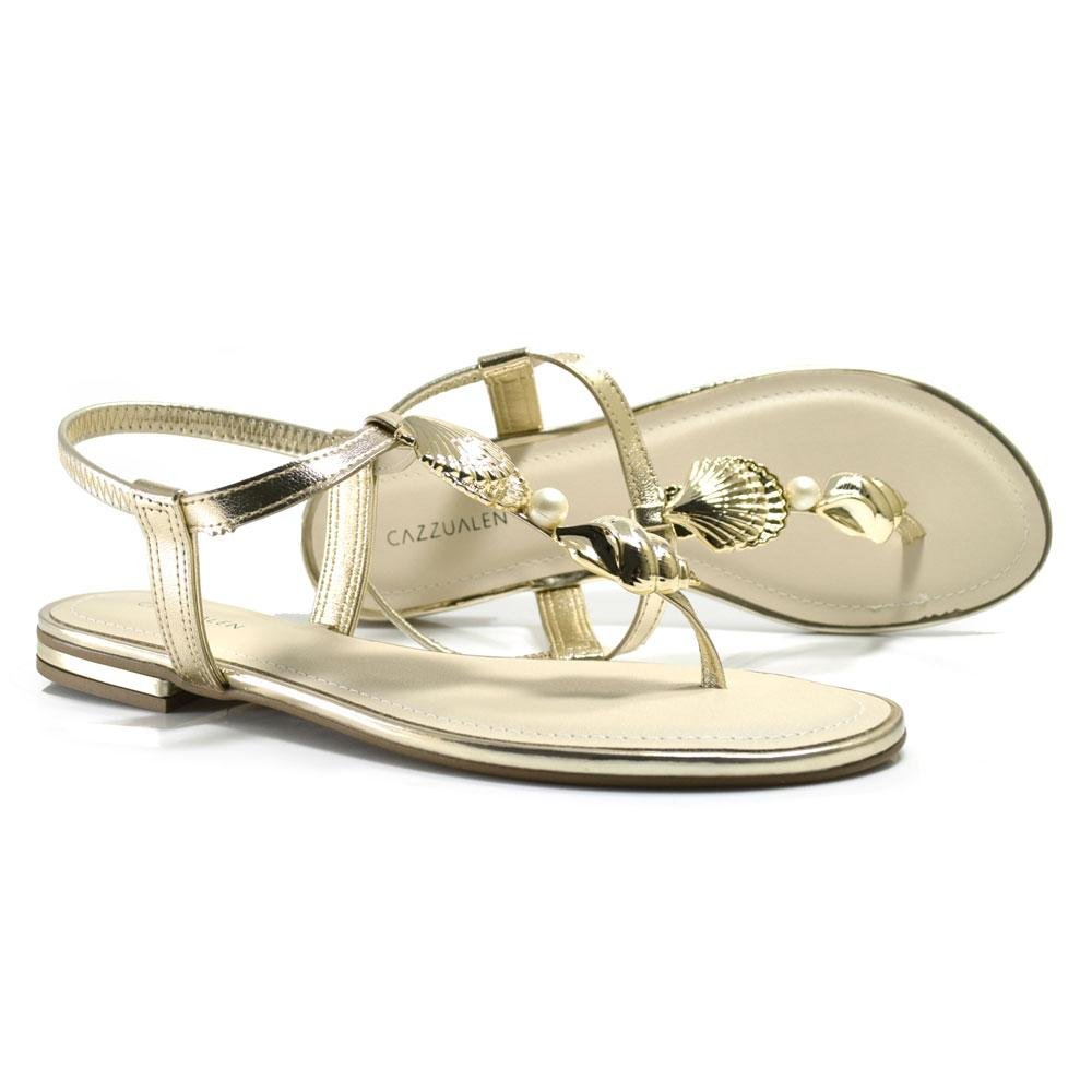 Sandália Rasteira Feminina Cazzualen Dourado 2