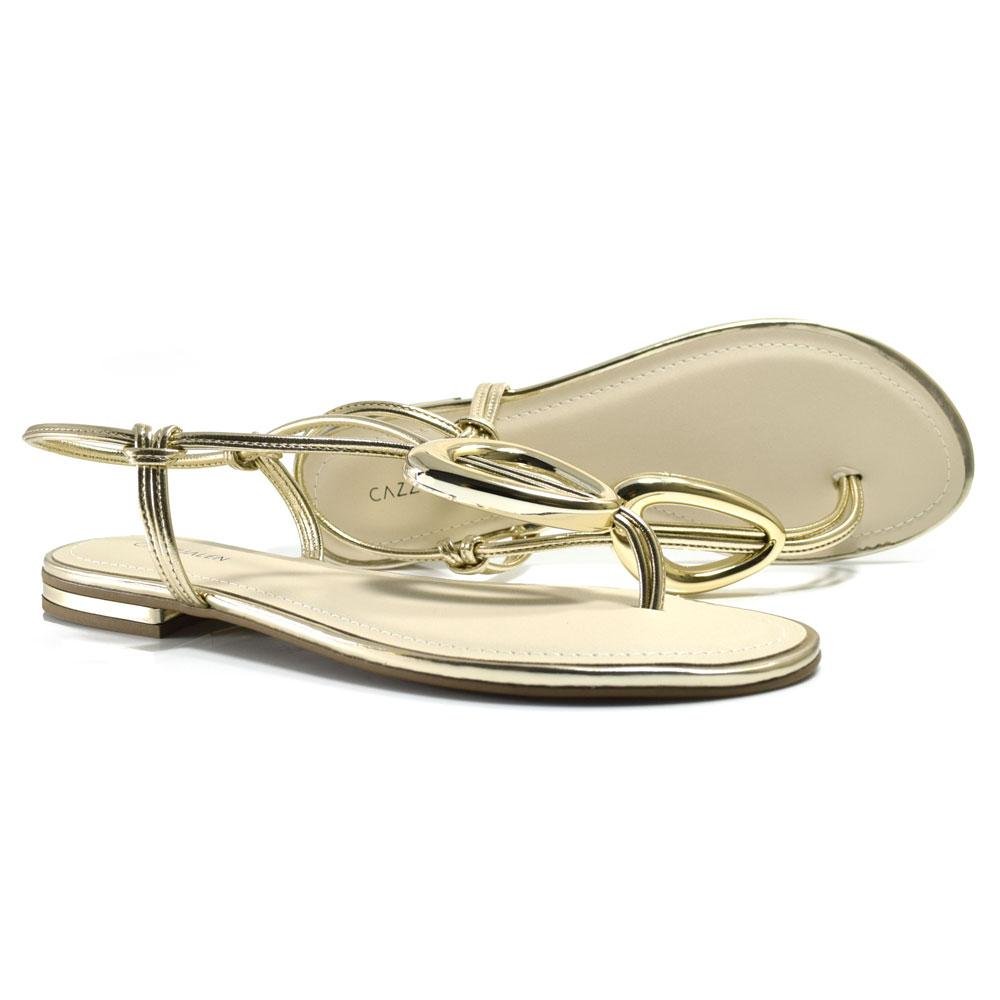 Sandália Rasteira Feminina Cazzualen Dourado 2