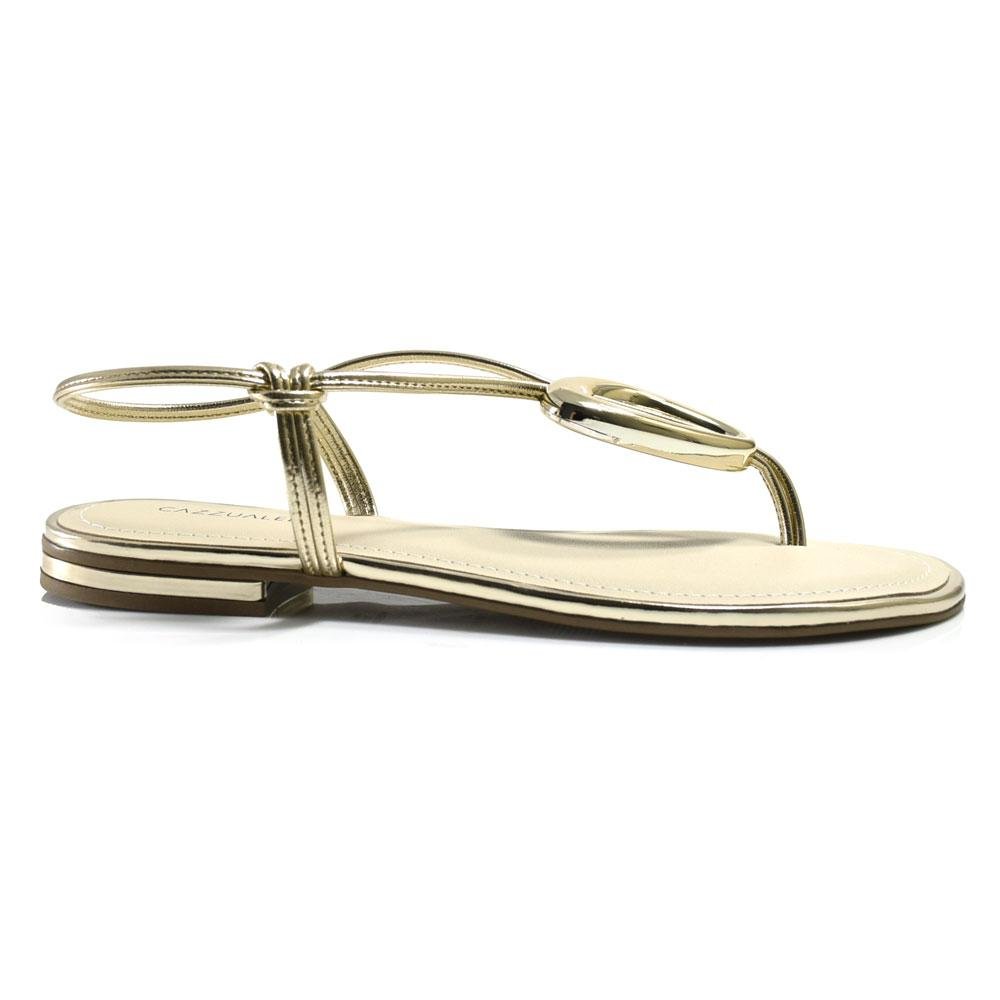 Sandália Rasteira Feminina Cazzualen Dourado 3