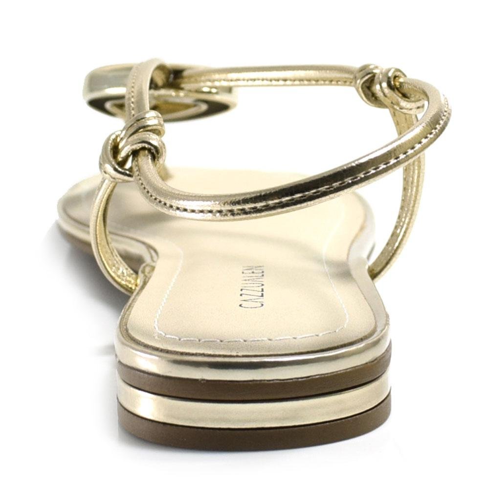 Sandália Rasteira Feminina Cazzualen Dourado 4