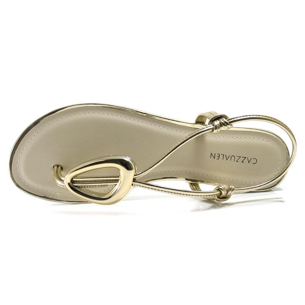 Sandália Rasteira Feminina Cazzualen Dourado 6