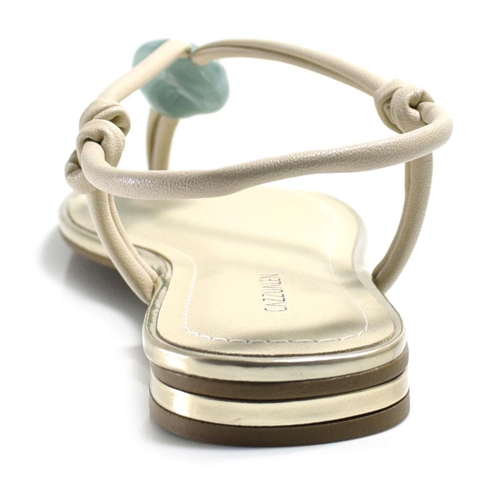 Sandália Rasteira Feminina Cazzualen Creme 4