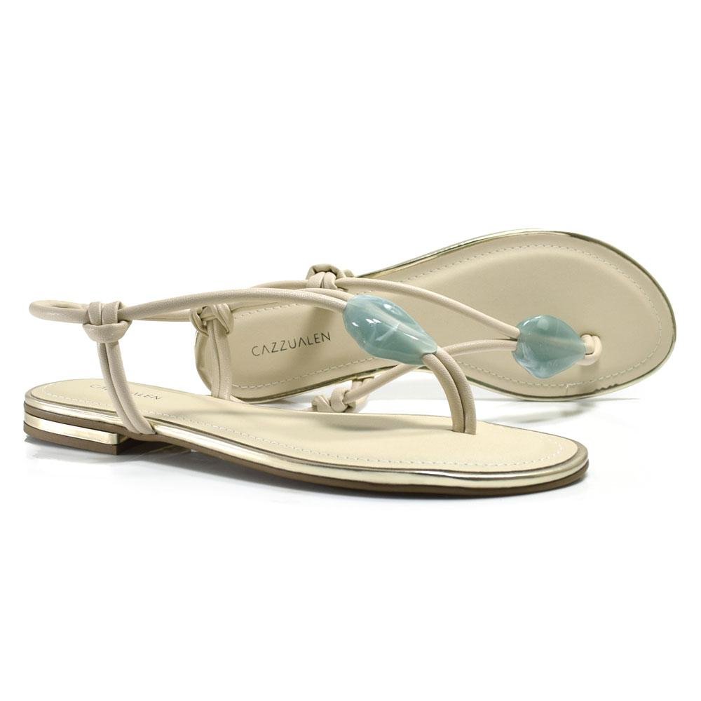 Sandália Rasteira Feminina Cazzualen Creme 2