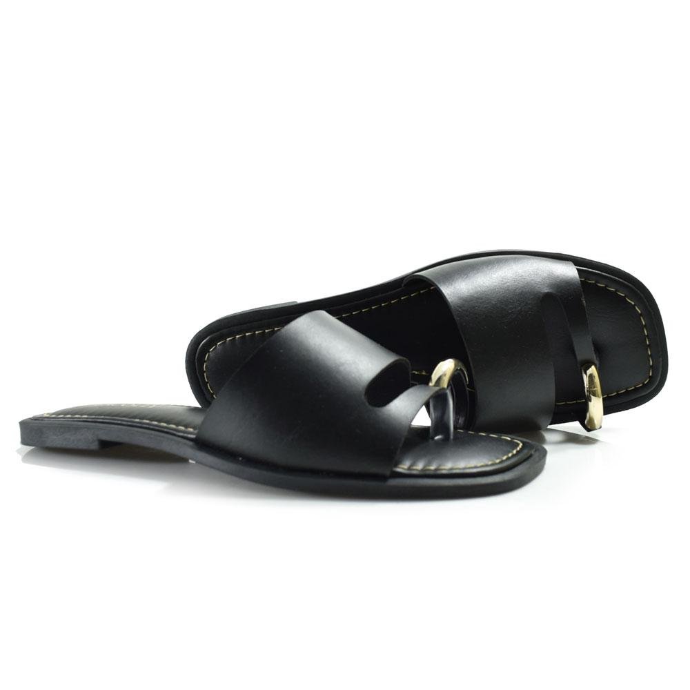 Sandália Rasteira Feminina Lacolly Preto 2