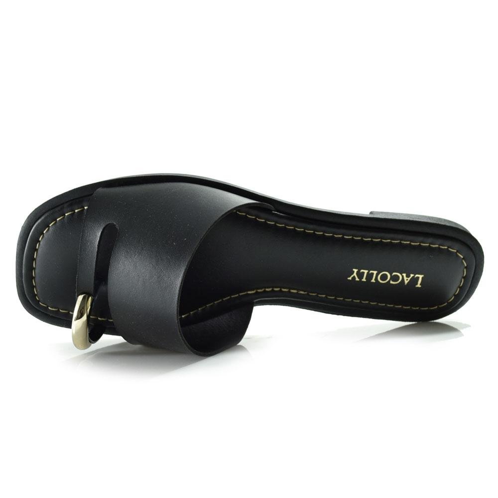 Sandália Rasteira Feminina Lacolly Preto 6