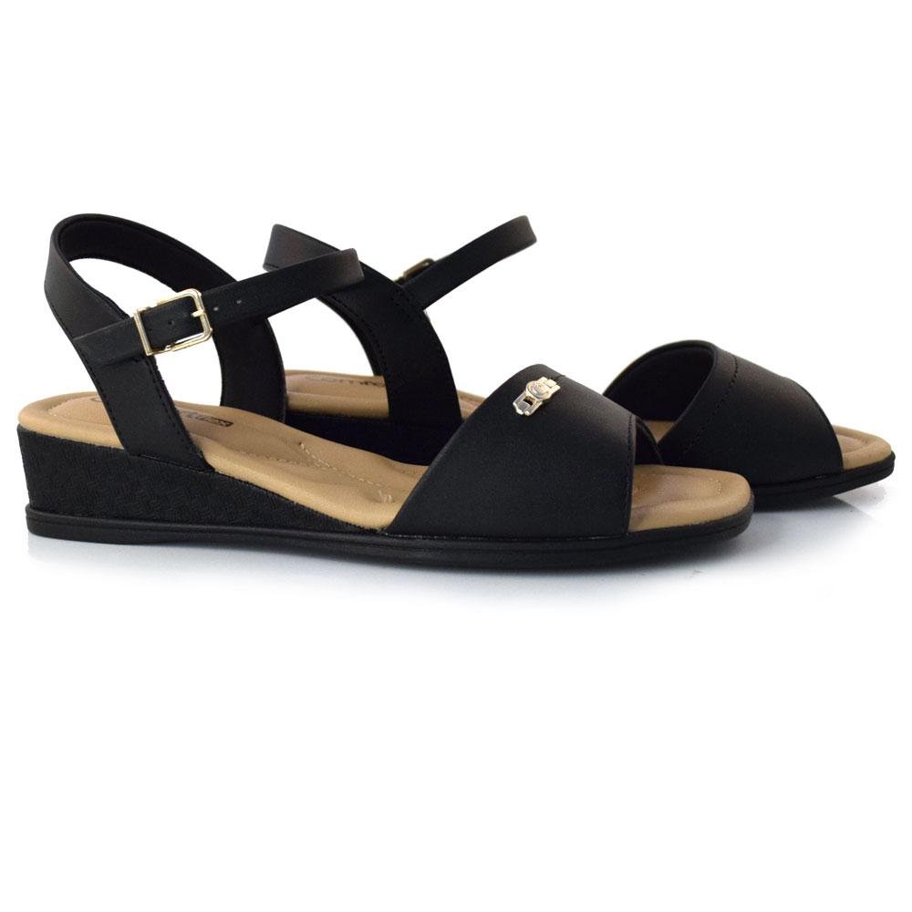 Sandália Anabela Feminina Comfortflex 23-70403 Preto 2