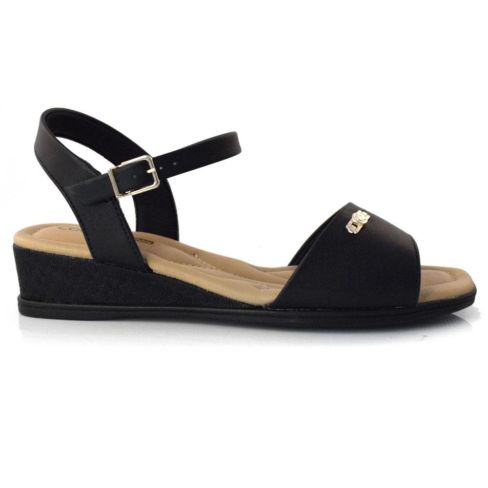 Sandália Anabela Feminina Comfortflex 23-70403 Preto 3