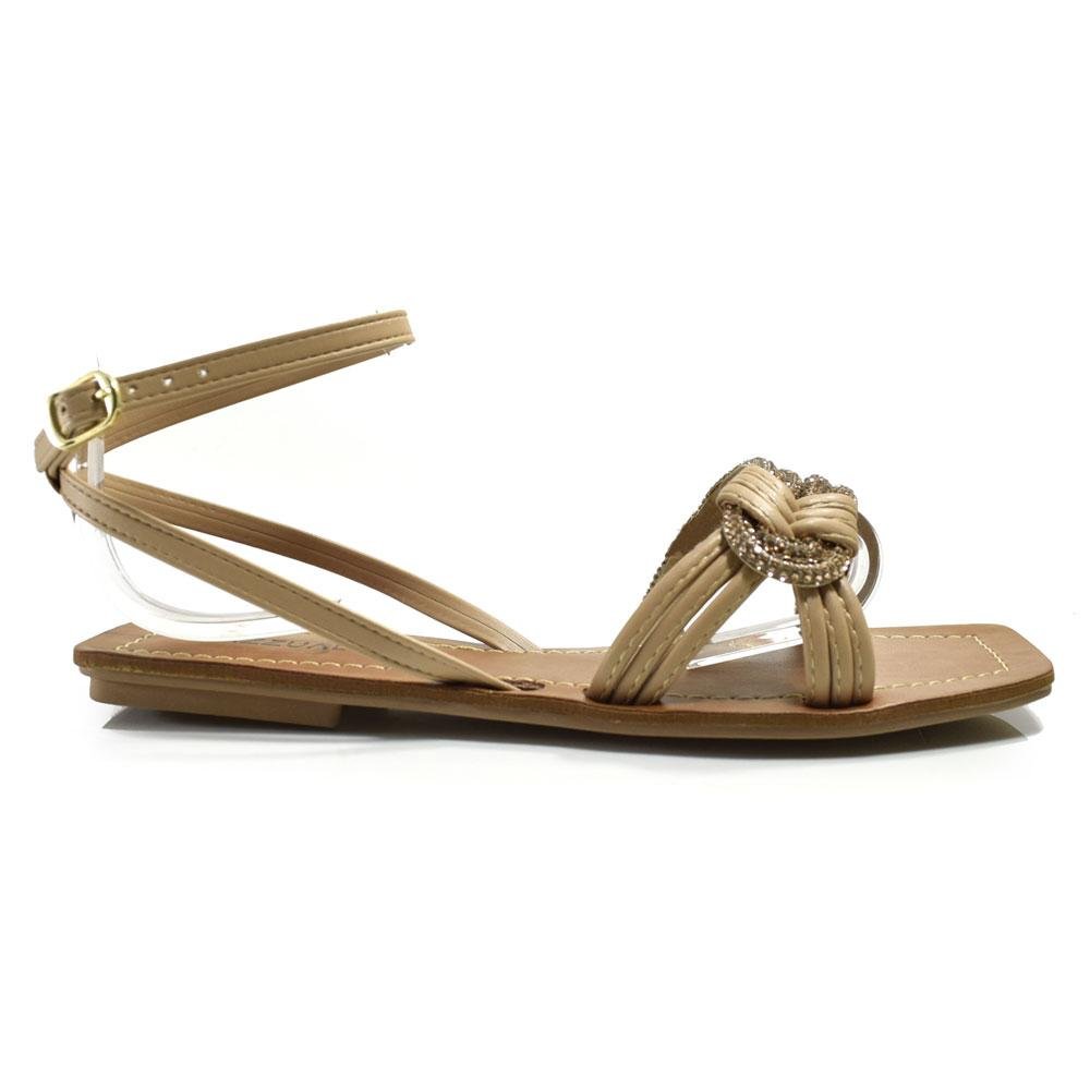 Sandália Rasteira Feminina Cazzualen Bege 3