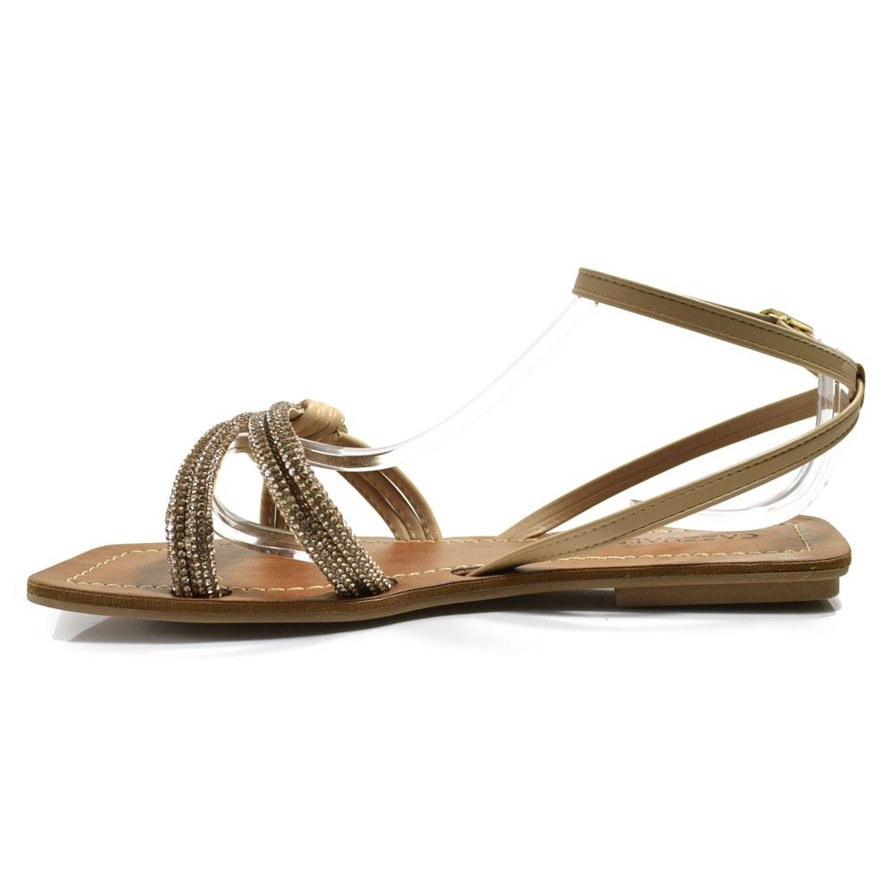 Sandália Rasteira Feminina Cazzualen Bege 5