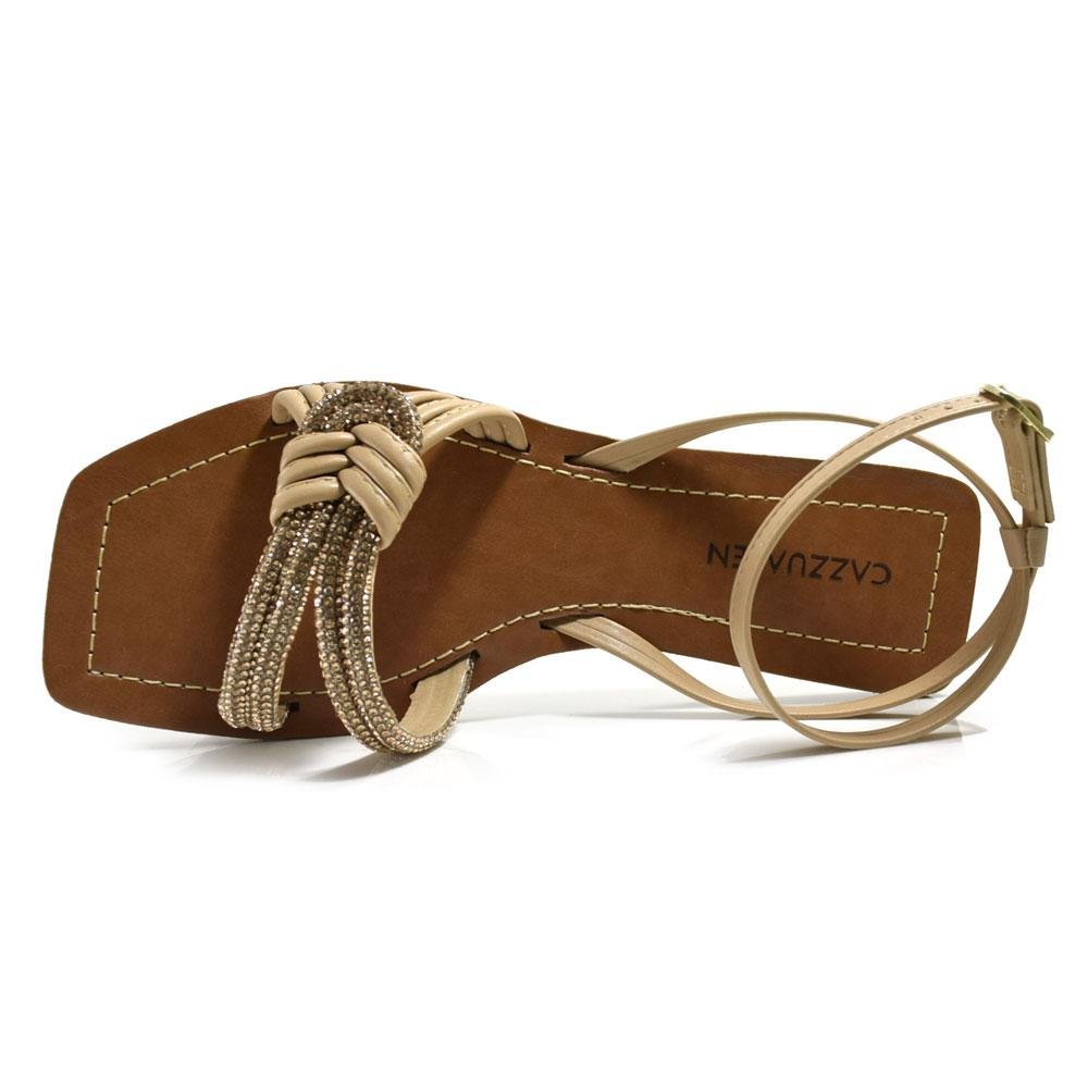 Sandália Rasteira Feminina Cazzualen Bege 6