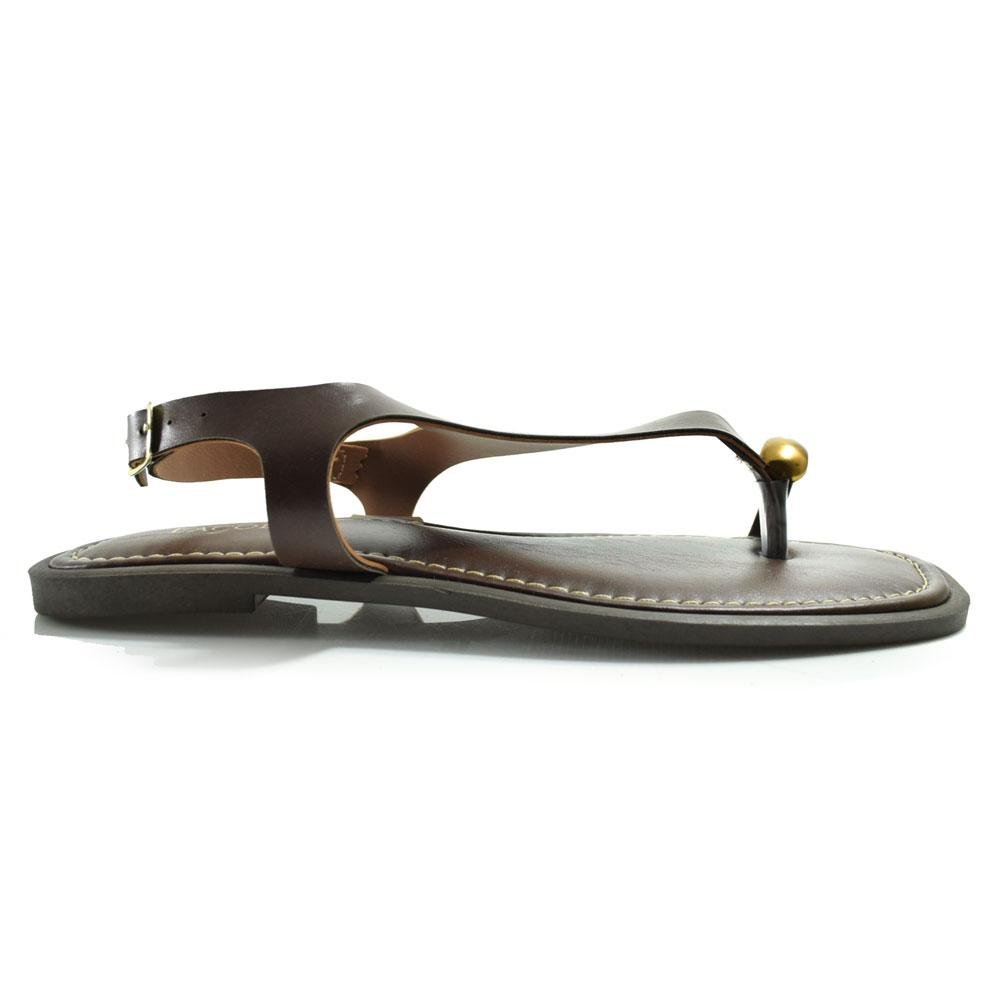 Sandália Rasteira Feminina Lacolly Marrom 2