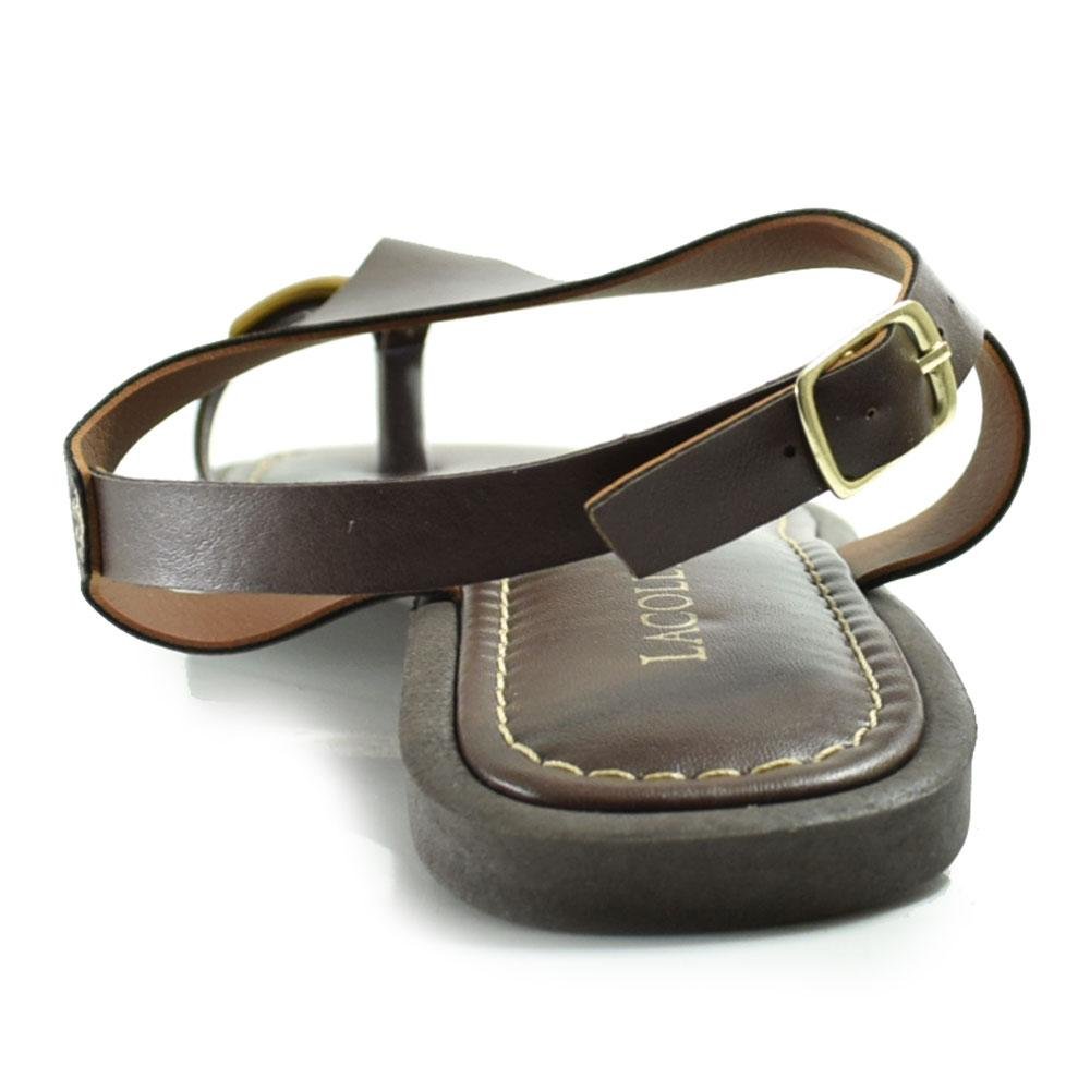 Sandália Rasteira Feminina Lacolly Marrom 3