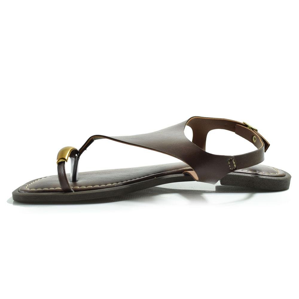 Sandália Rasteira Feminina Lacolly Marrom 4