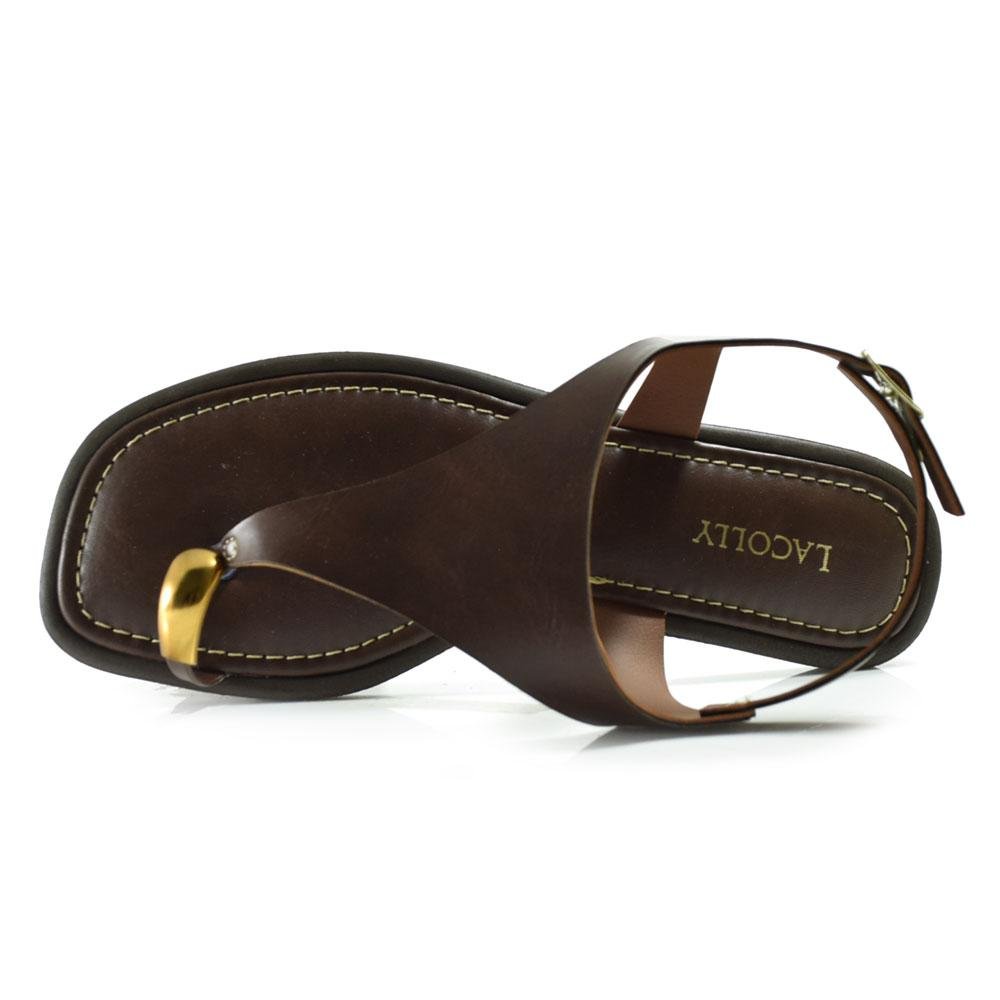 Sandália Rasteira Feminina Lacolly Marrom 5