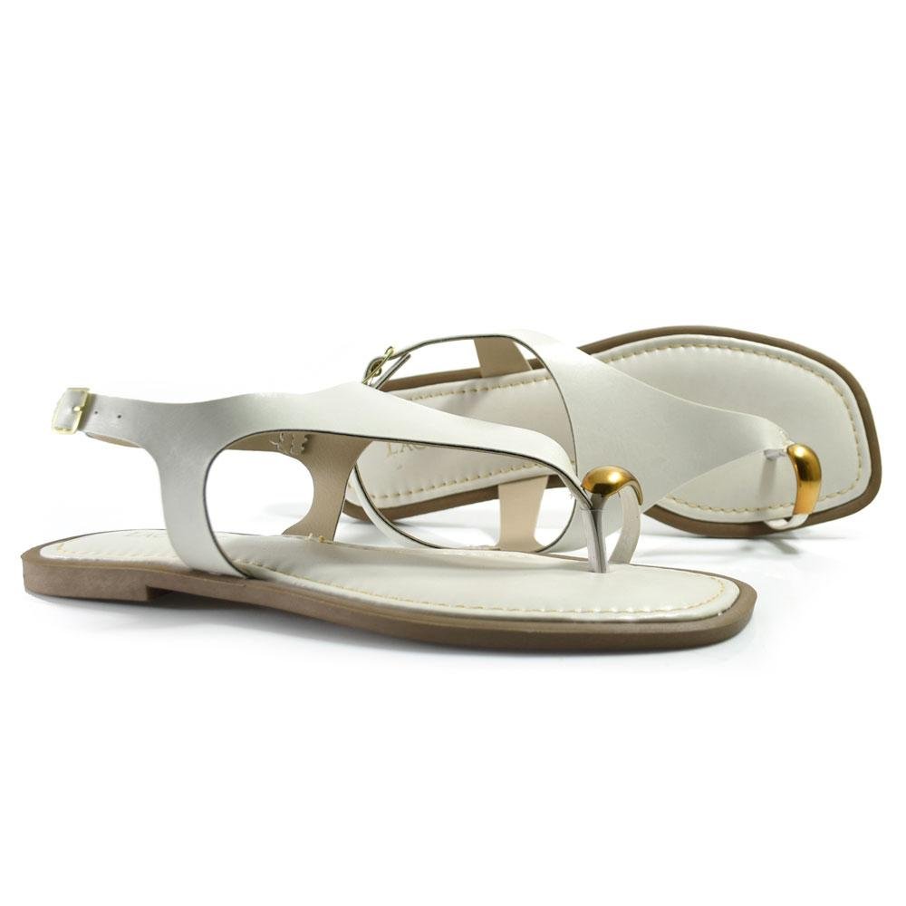 Sandália Rasteira Feminina Lacolly Branco 2