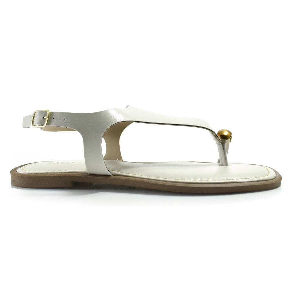Sandália Rasteira Feminina Lacolly Branco 3