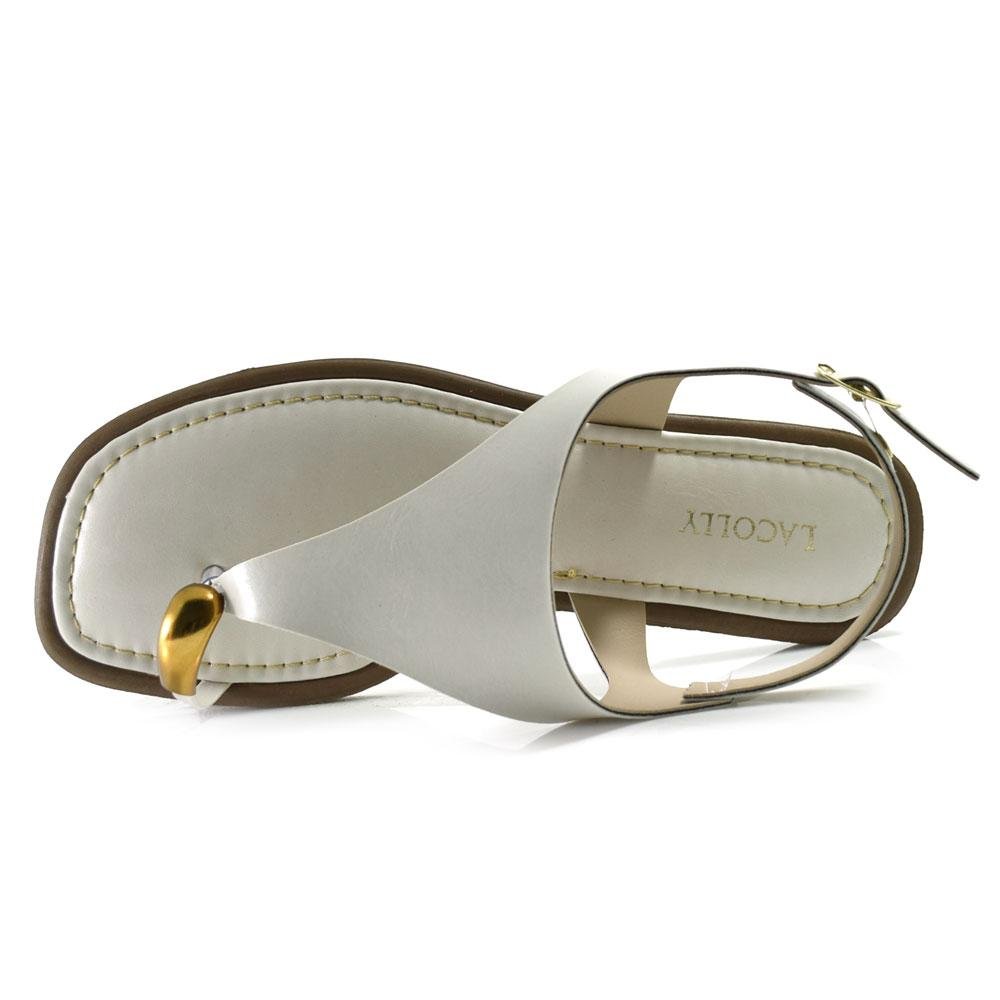 Sandália Rasteira Feminina Lacolly Branco 6