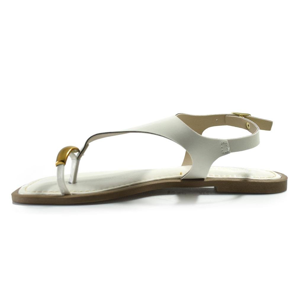 Sandália Rasteira Feminina Lacolly Branco 5