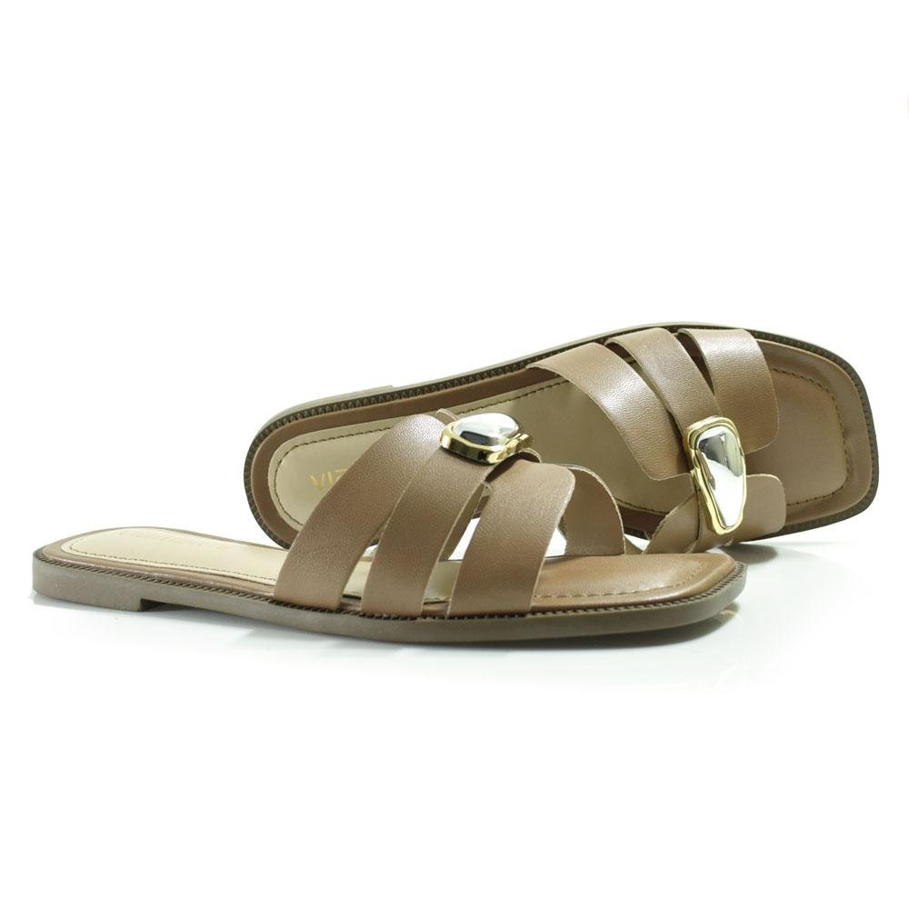 Sandália Rasteira Feminina Via Marte Marrom 2