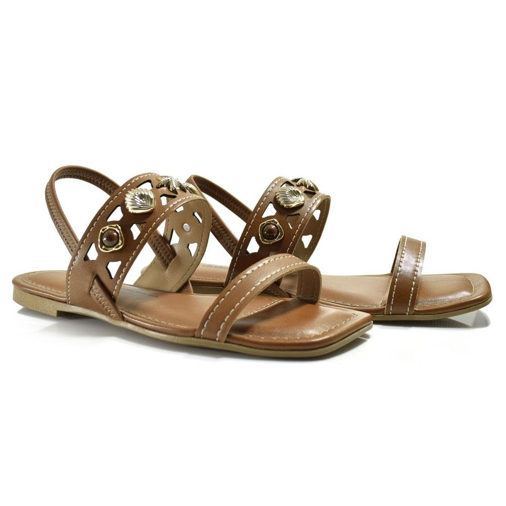 Sandália Rasteira Feminina Dakota Marrom 2