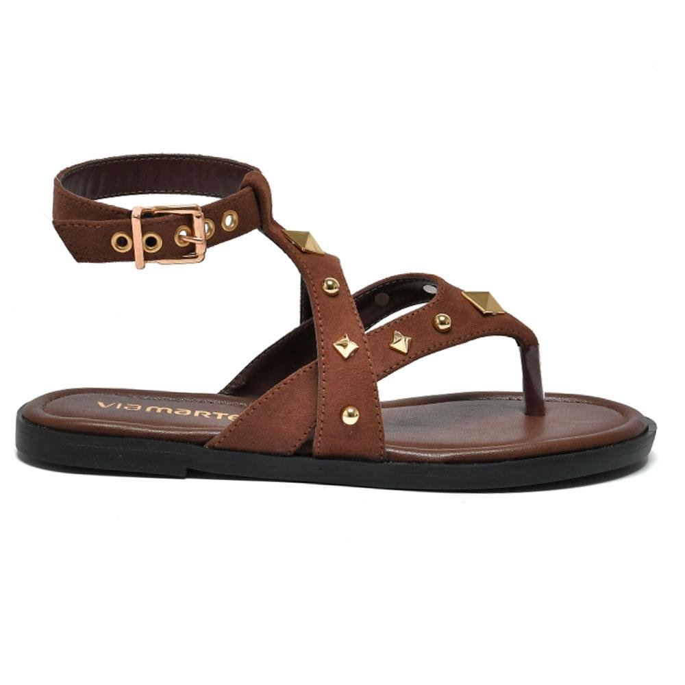 Sandália Rasteira Feminina Via Marte Marrom 3
