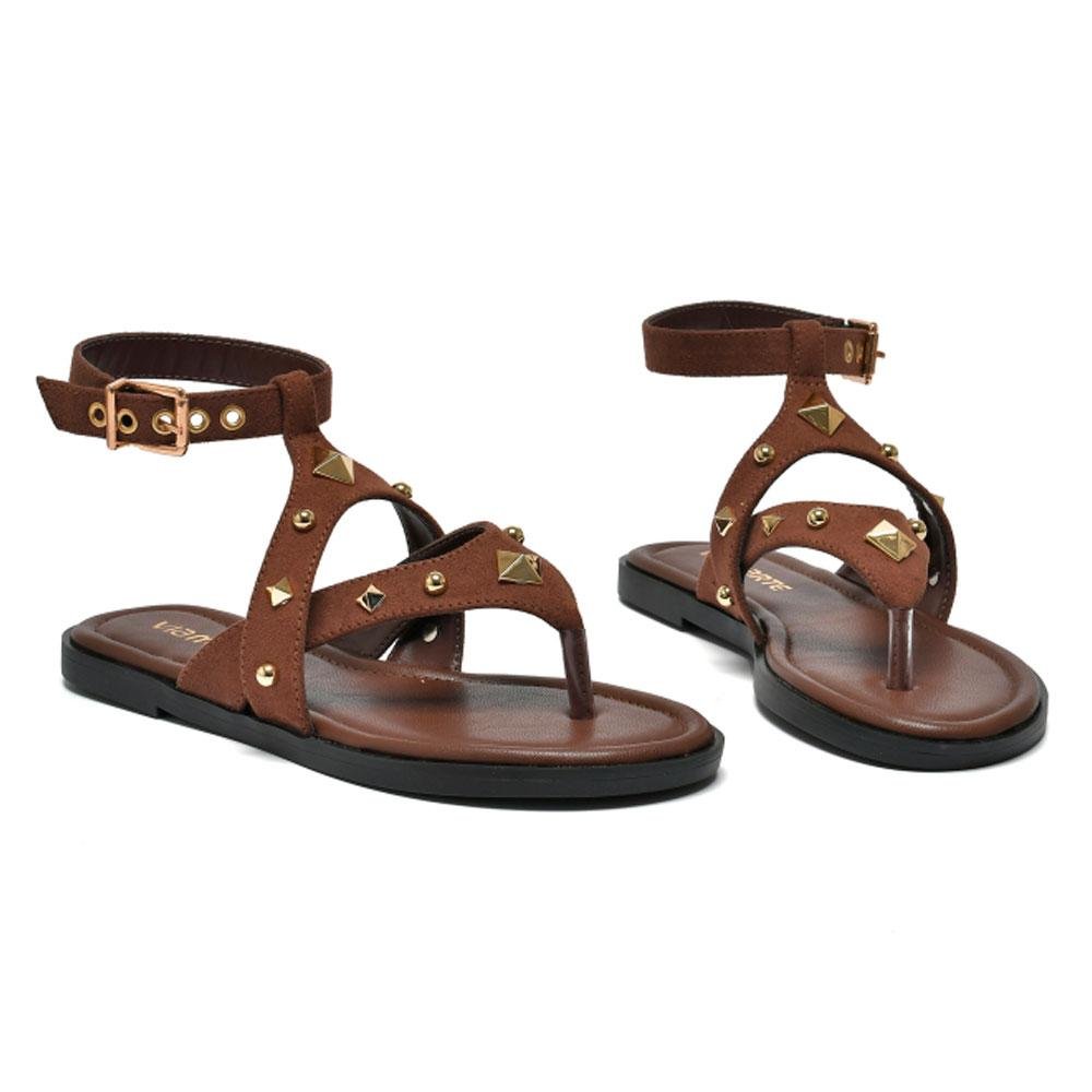 Sandália Rasteira Feminina Via Marte Marrom 4