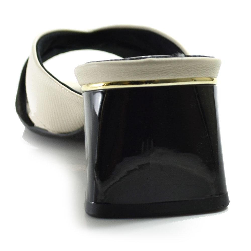 Tamanco  Salto Bloco Feminino Piccadilly Preto/Branco 4