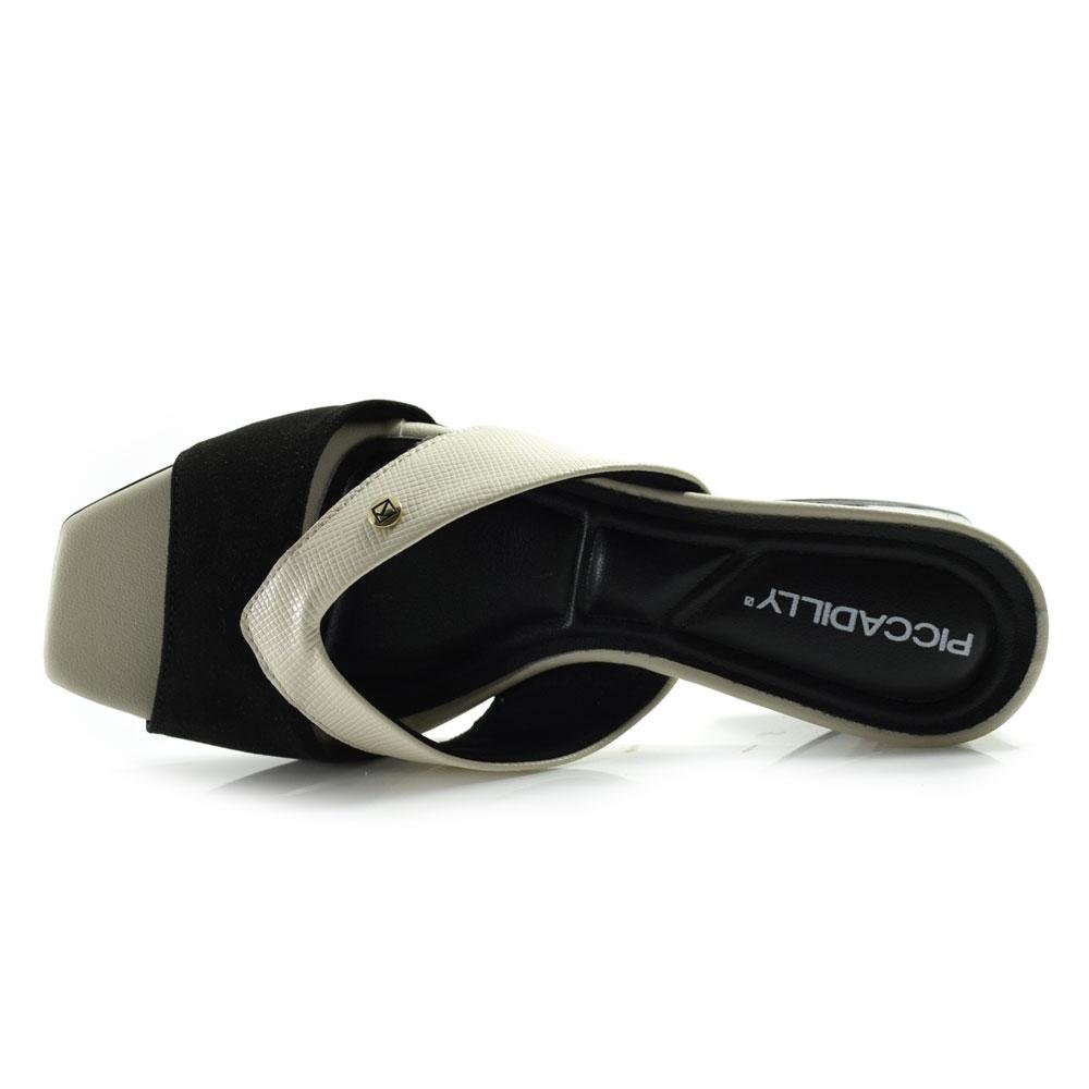 Tamanco  Salto Bloco Feminino Piccadilly Preto/Branco 6