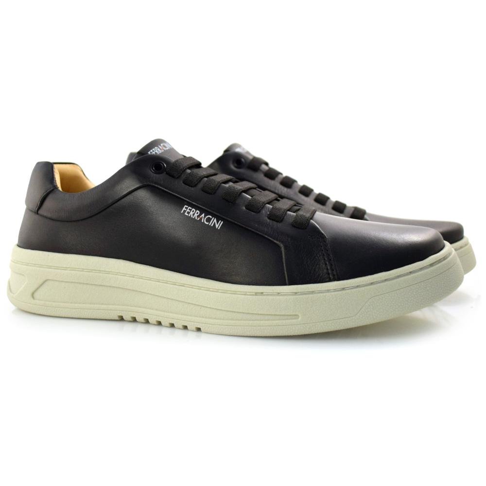 Tênis Masculino de Couro Ferracini 9755 Preto 2
