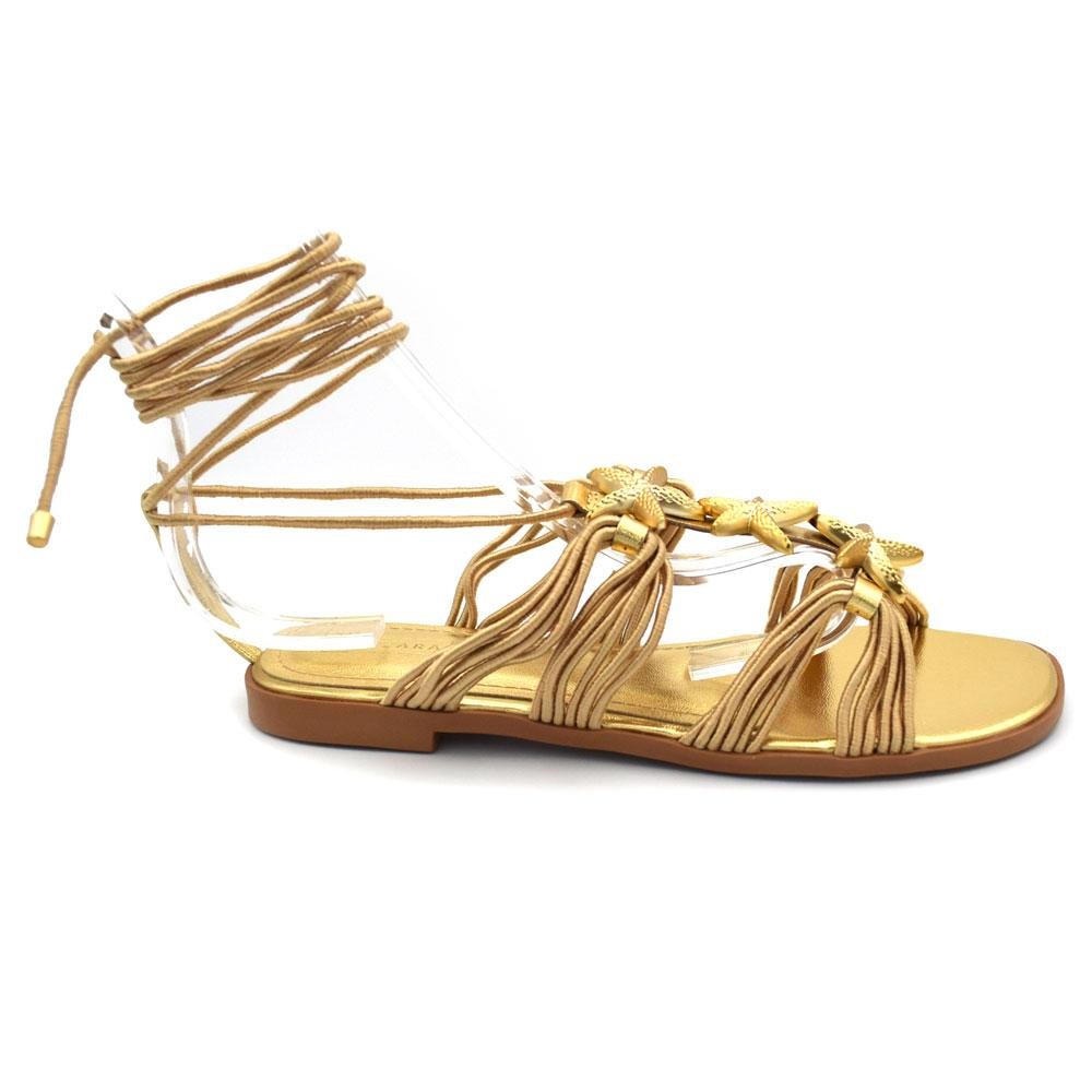 Sandália Rasteira de Amarração Feminina Suzzara 4155-11970 Dourado 3