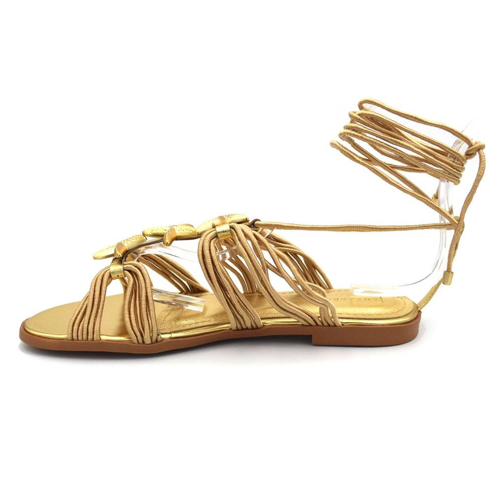 Sandália Rasteira de Amarração Feminina Suzzara 4155-11970 Dourado 5