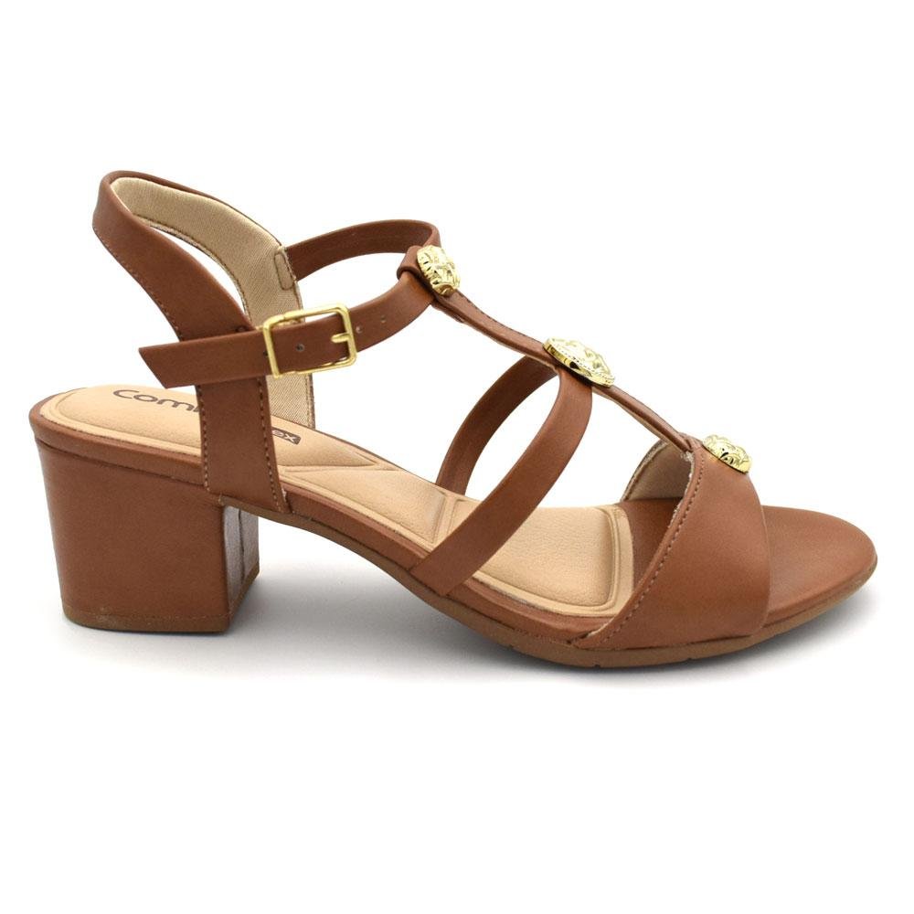 Sandália de Salto Bloco Feminina Comfortflex 2562403 Marrom 3