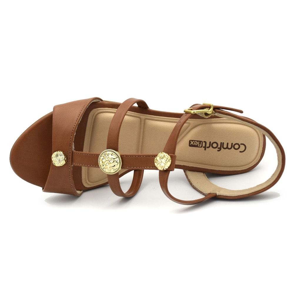 Sandália de Salto Bloco Feminina Comfortflex 2562403 Marrom 6