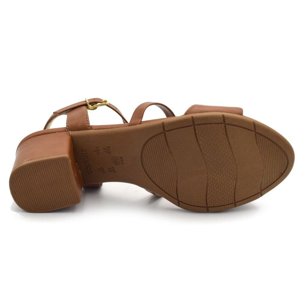 Sandália de Salto Bloco Feminina Comfortflex 2562403 Marrom 7