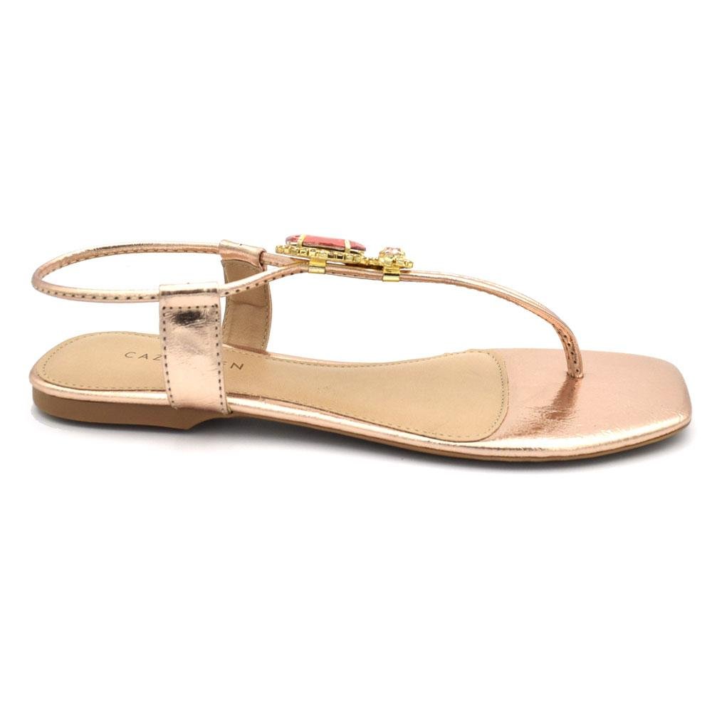 Sandália Rasteira Feminina Cazzualen 31438 Rose Gold 3