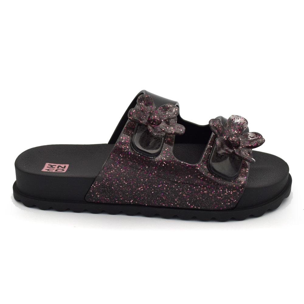 Sandália Flat de Menina Zaxy Partner Flowers Preto 3