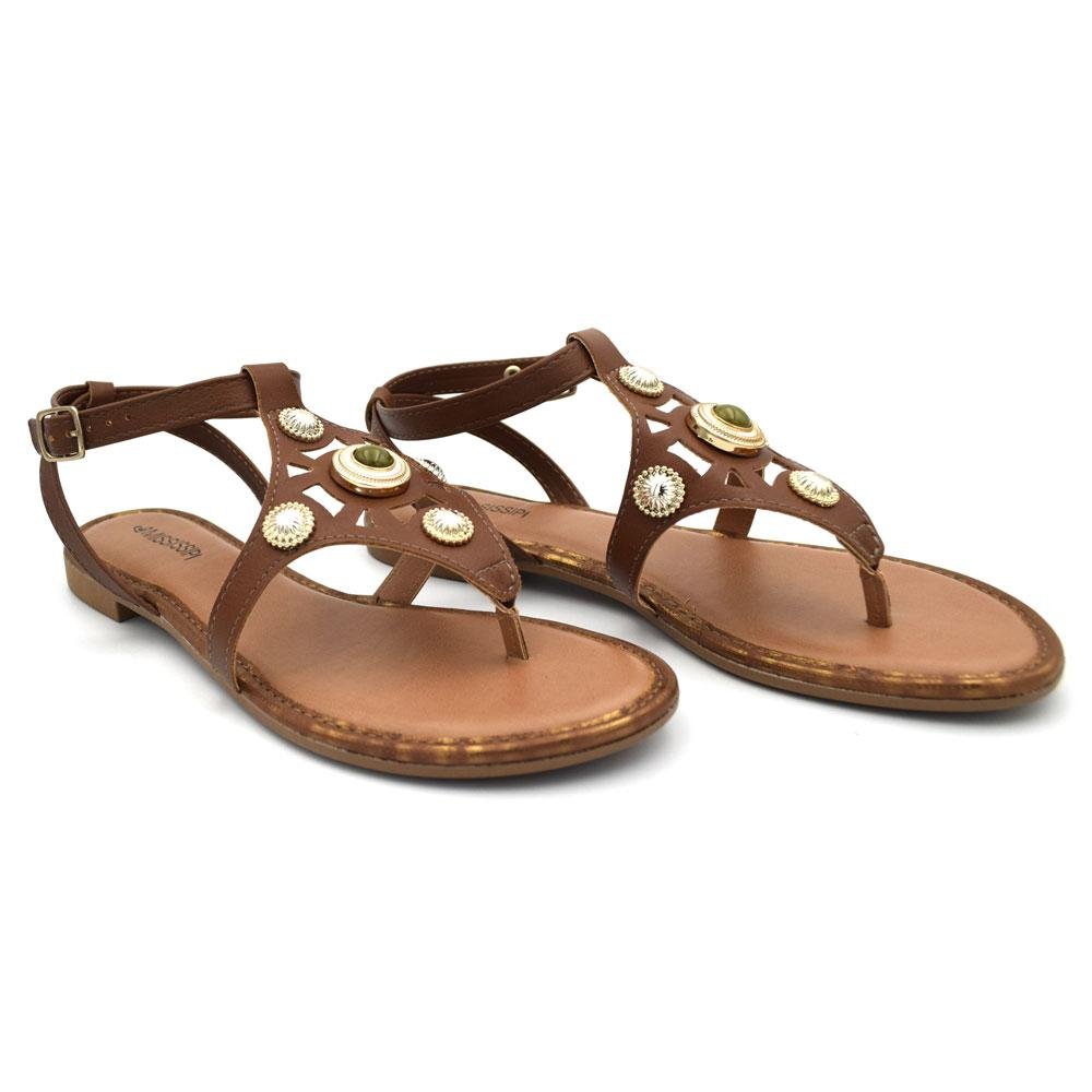 Sandália Rasteira Feminina Mississipi  Marrom 2