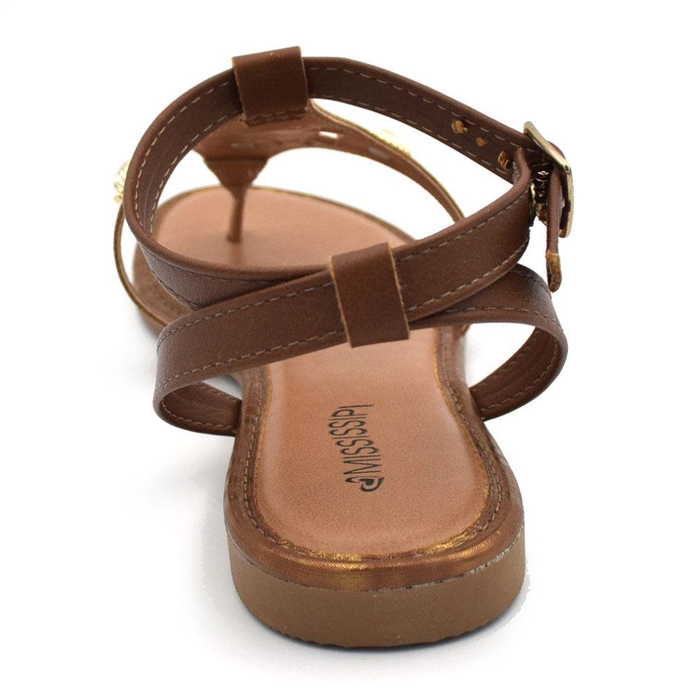 Sandália Rasteira Feminina Mississipi  Marrom 4