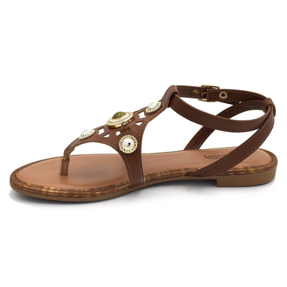 Sandália Rasteira Feminina Mississipi  Marrom 5