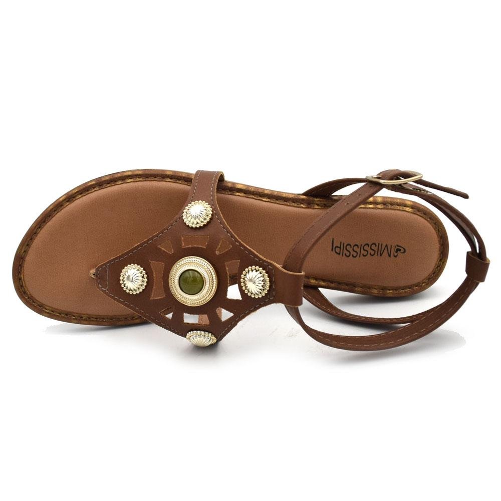 Sandália Rasteira Feminina Mississipi  Marrom 6