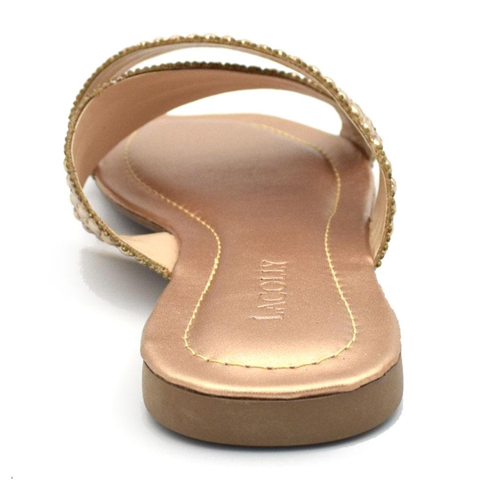 Sandália Rasteira Feminina Lacolly Ouro Rosê 4