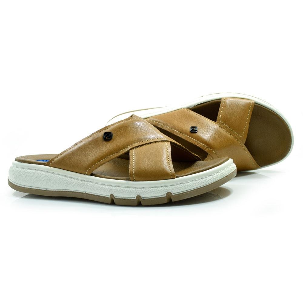 Chinelo Slide de Couro Masculino Pegada 134306 Bege 2