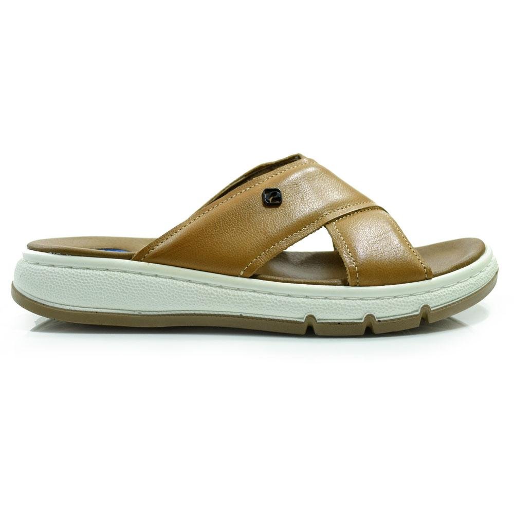 Chinelo Slide de Couro Masculino Pegada 134306 Bege 3