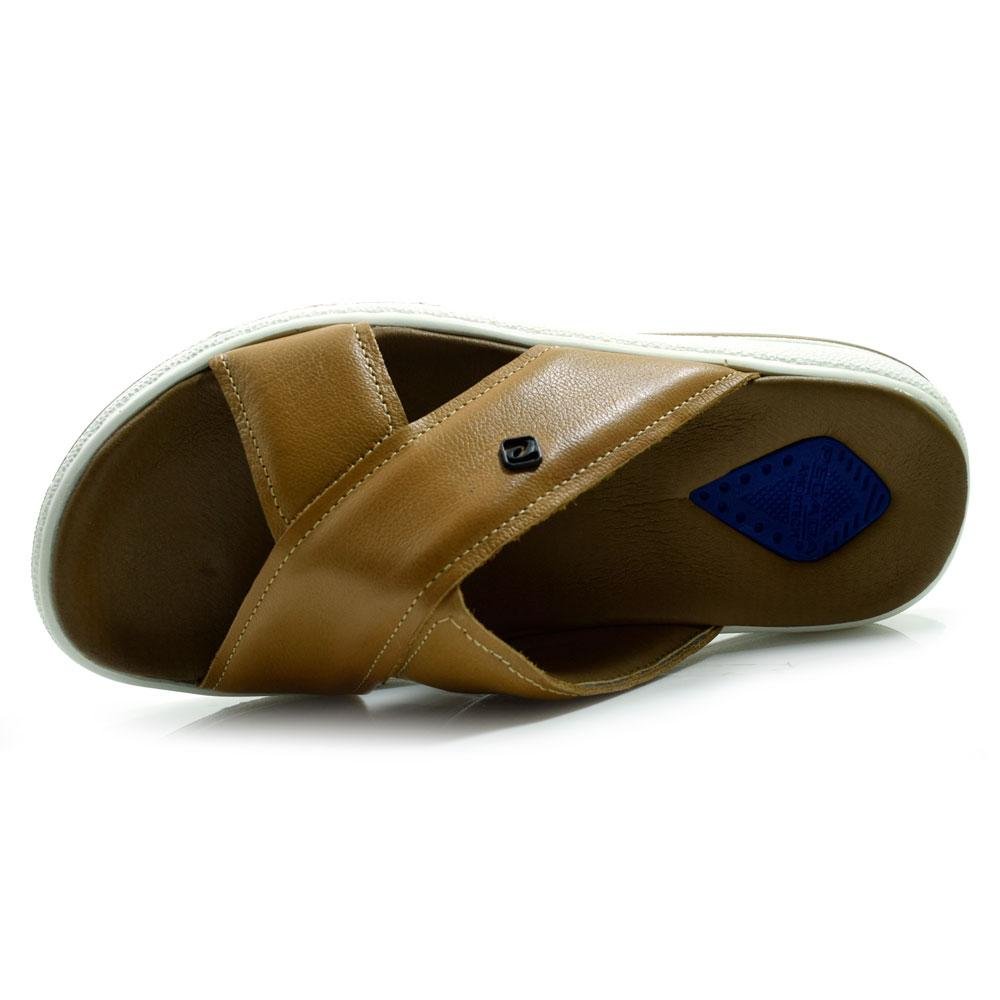 Chinelo Slide de Couro Masculino Pegada 134306 Bege 6