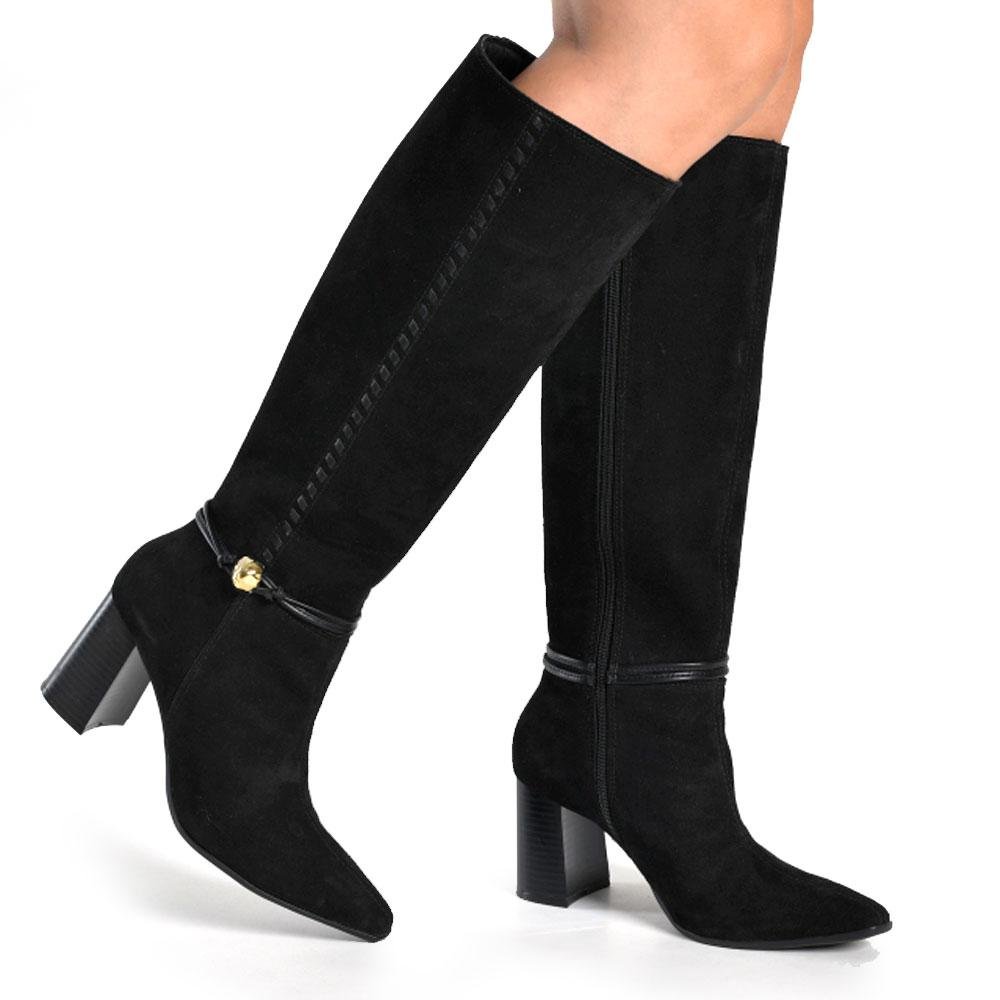 Bota de Cano Alto e Salto Bloco Feminina Via Marte 357-006-01 Preto 2